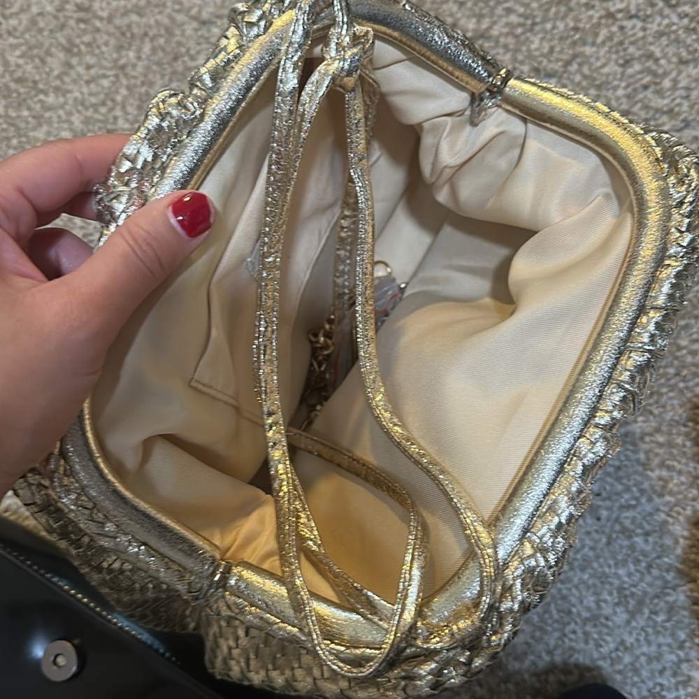 Maeve Metallic Gold Mesh Crossbody Bag - Picture 5 of 8